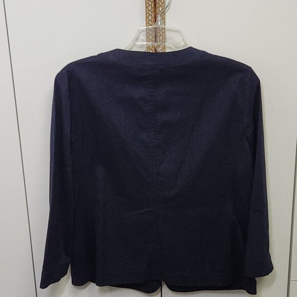 Talbots Blazer Jacket Women's Navy-Blue Ruffle Front Size 12 - Picture 3 of 3